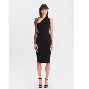 Marcella New York Manhattan Mesh Sleeve Midi Dress